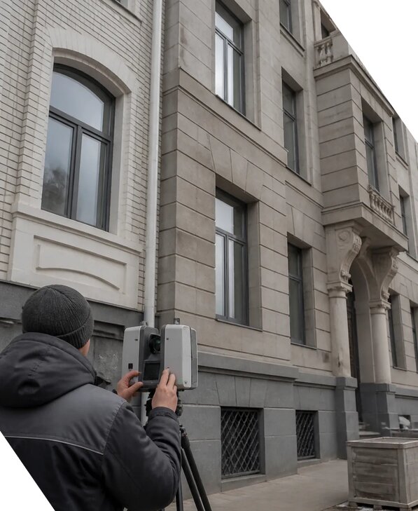 Лазерное сканирование фасадов зданий для обследования в Прокопьевске